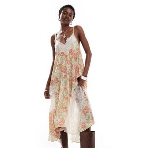 Free People First Date Printed Maxi Slip • NWT Size Small • Summer Boho